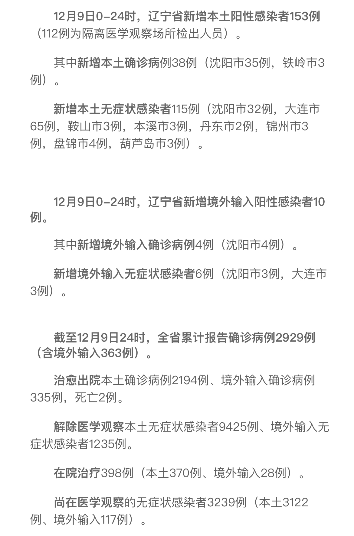 辽宁省内疫情最新数据公布